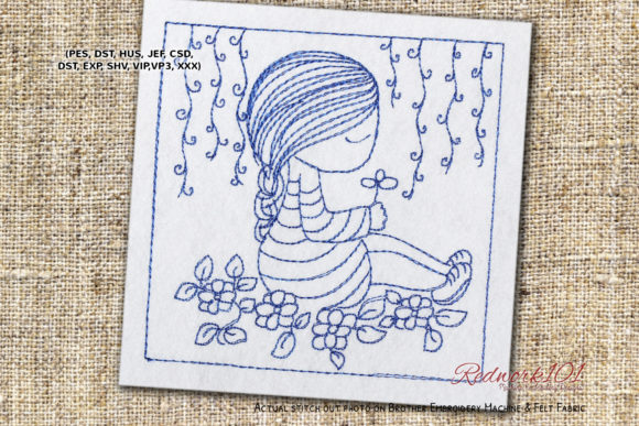 Review: Girl Sitting on Flower Redwork Design