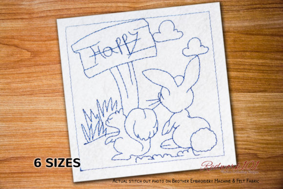 Review: Happy Easter Bunny with Squirrel Redwork
